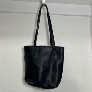 Coach Women's Medium Size Black Leather Lunch Bag Bucket Bag Purse